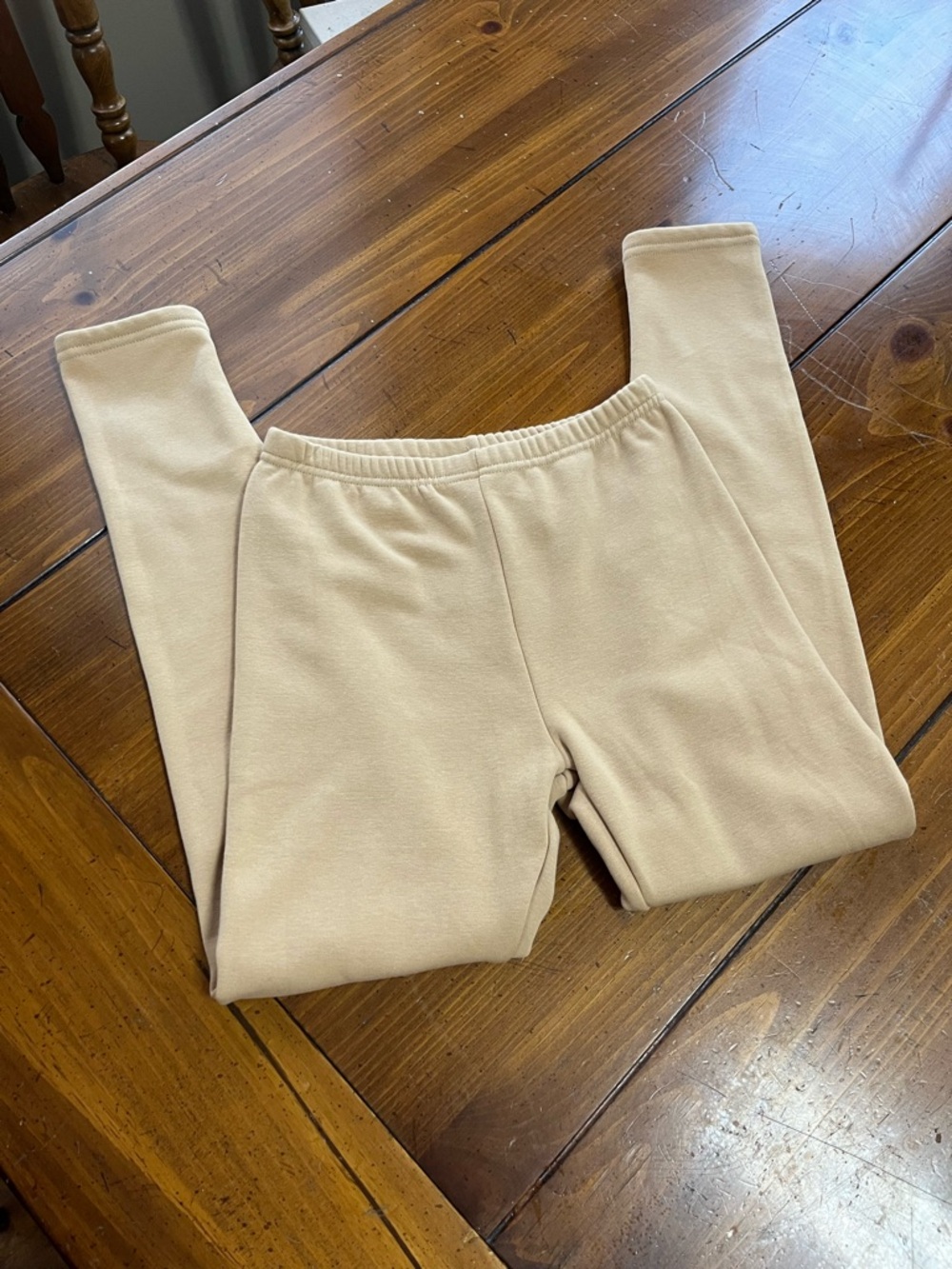Girls XL Cozy Fleece-Lined Leggings – Beige/Cream – EUC